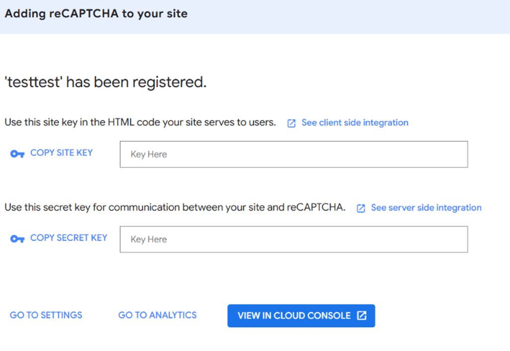 Captcha Keys Screen