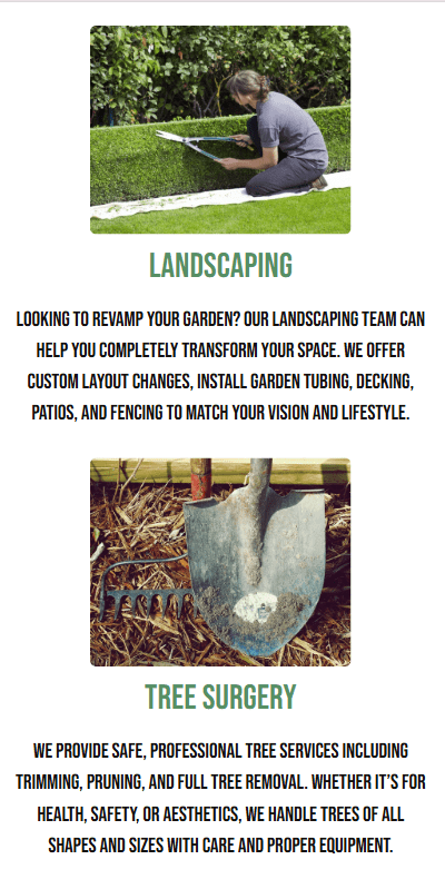 GreenRoots Gardening contact section screenshot